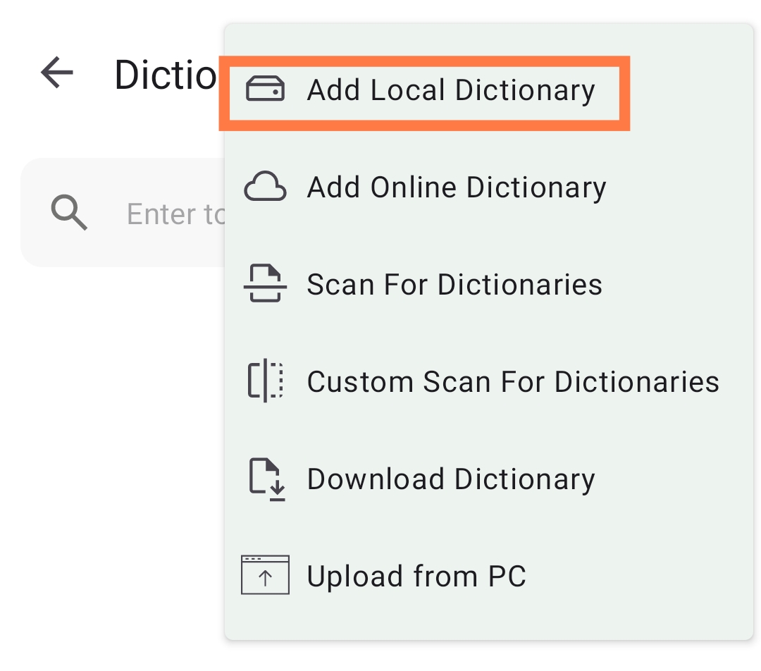 add local dictionaries