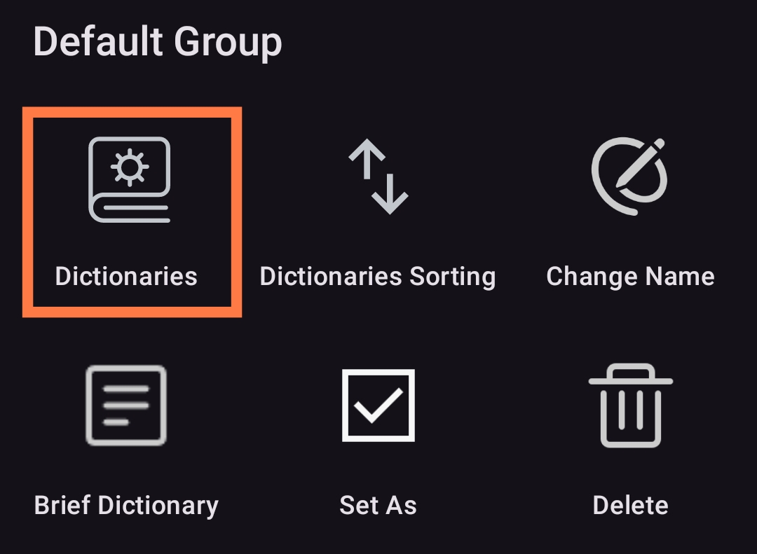 default group dictionaries
