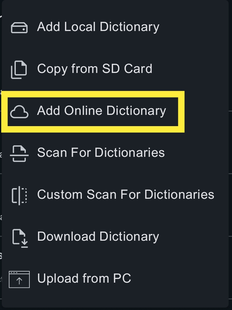 Add Online Dictionary